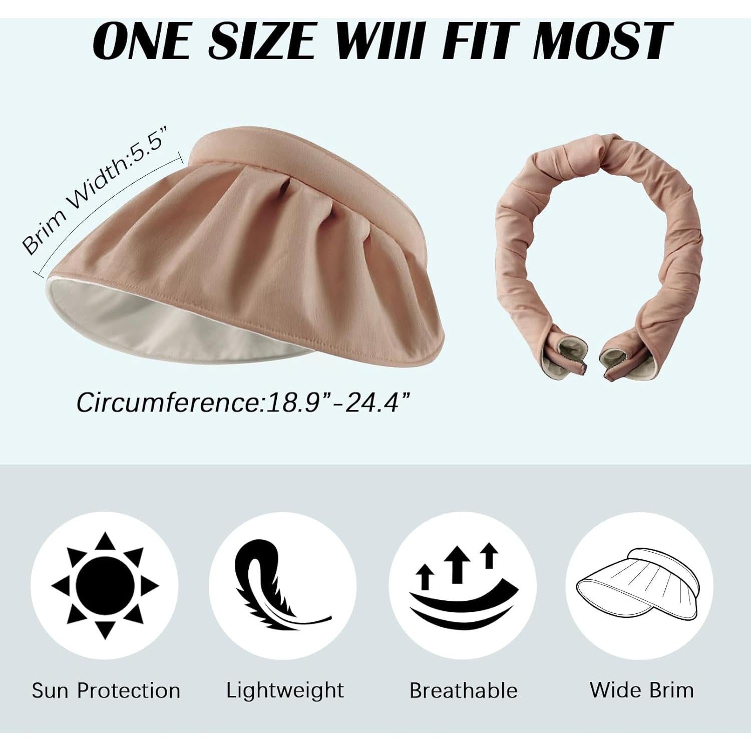 Visera de Sol Plegable para Mujeres con Protección UV - Marrón