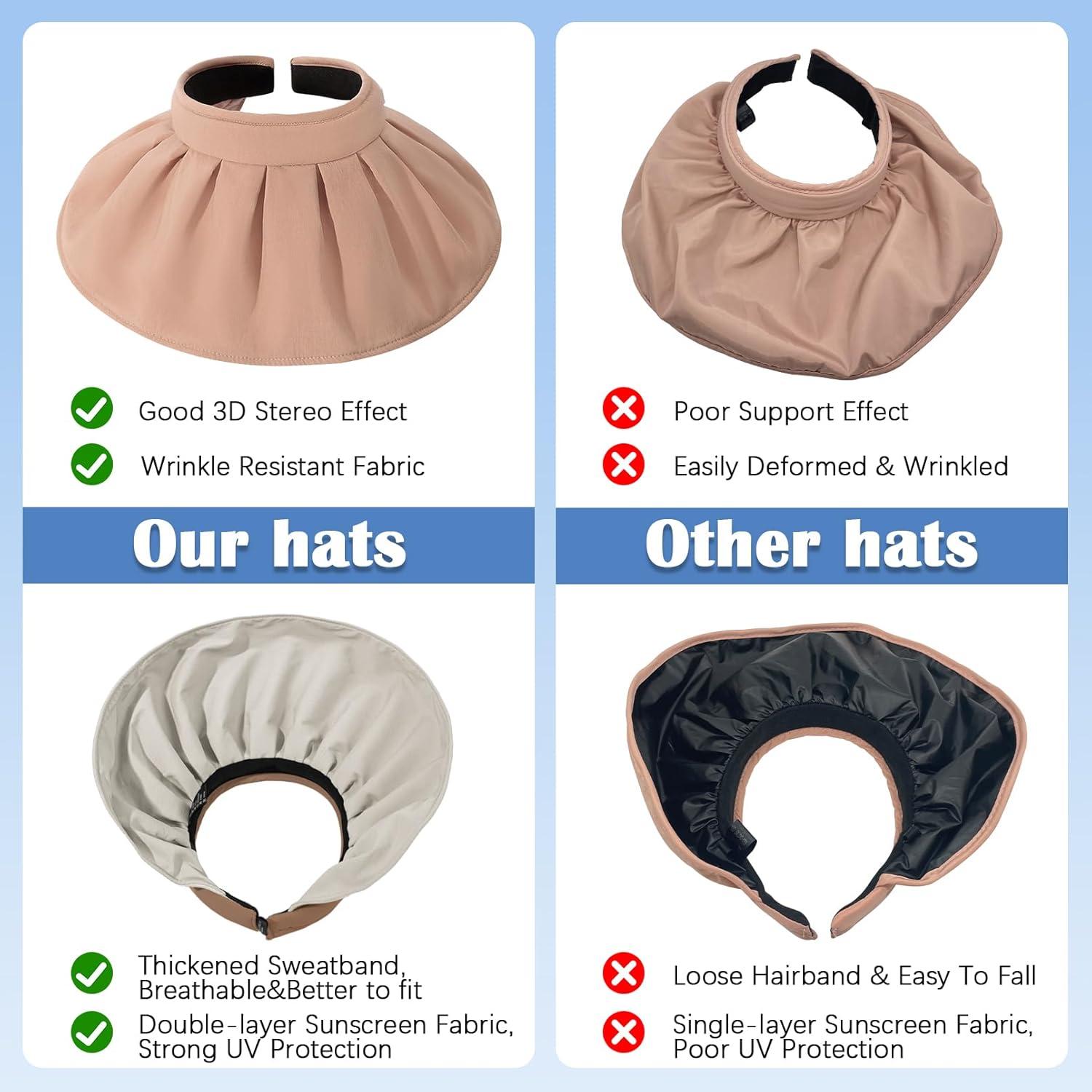 Visera de Sol Plegable para Mujeres con Protección UV - Marrón