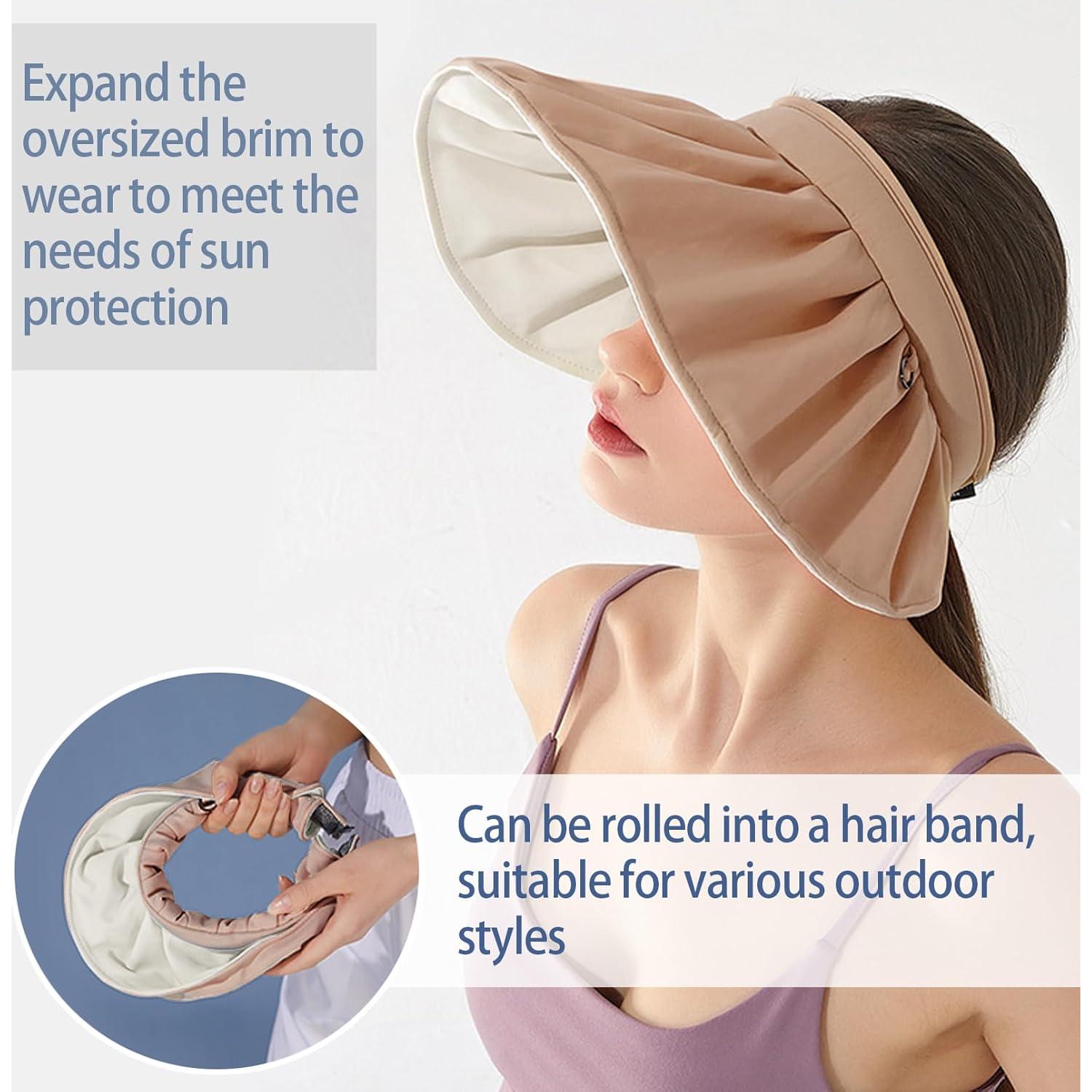 Visera de Sol Plegable para Mujeres con Protección UV - Marrón