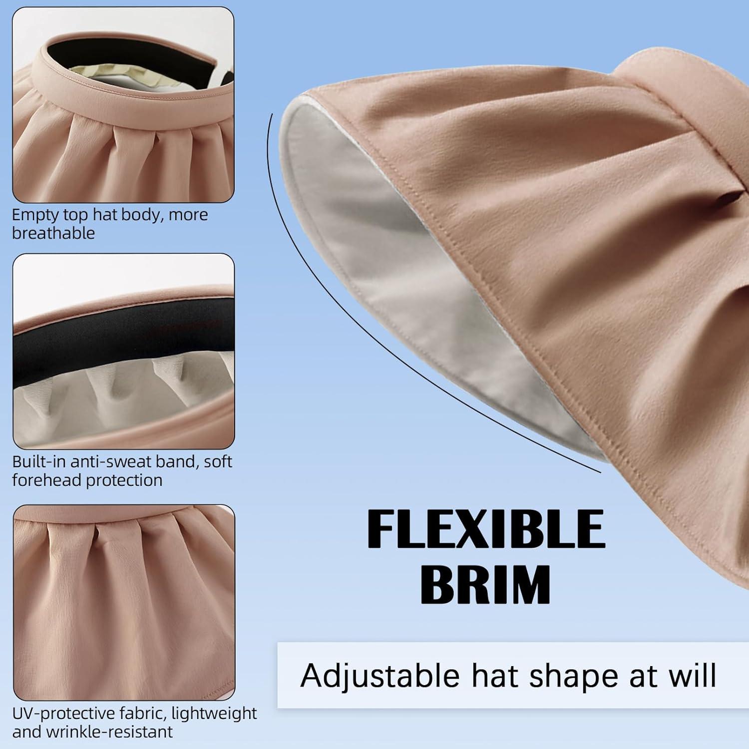 Visera de Sol Plegable para Mujeres con Protección UV - Marrón