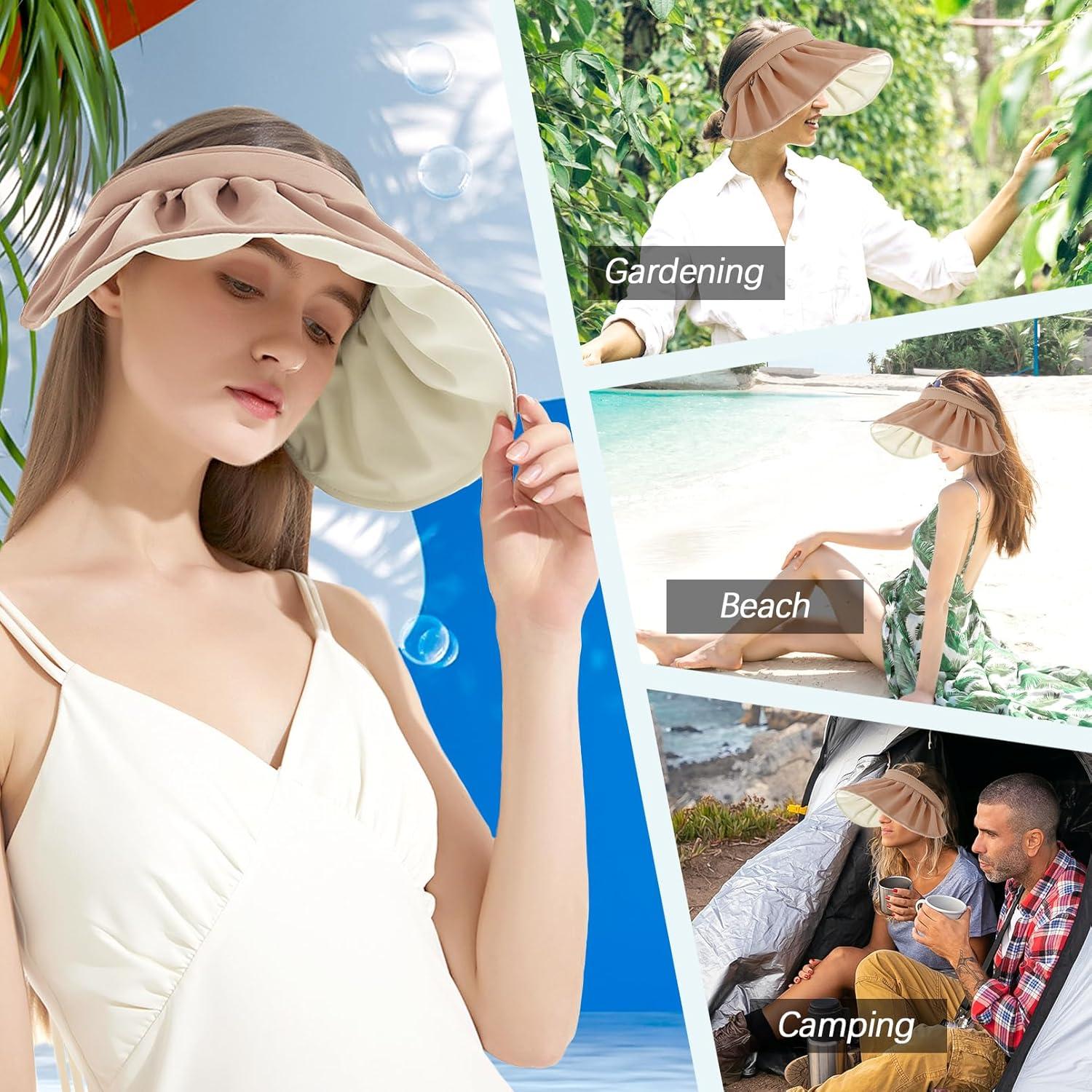 Visera de Sol Plegable para Mujeres con Protección UV - Marrón