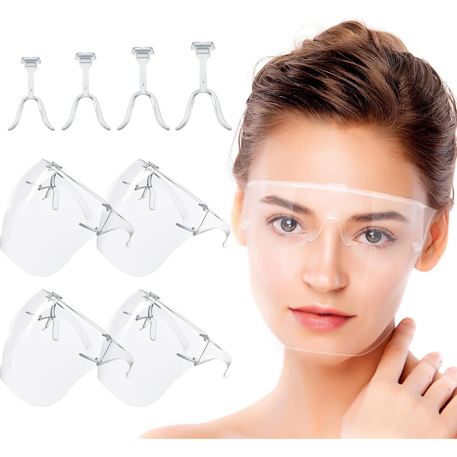 Escudo Facial con Gafas 4 Paquete Anti-Niebla Protección Completa