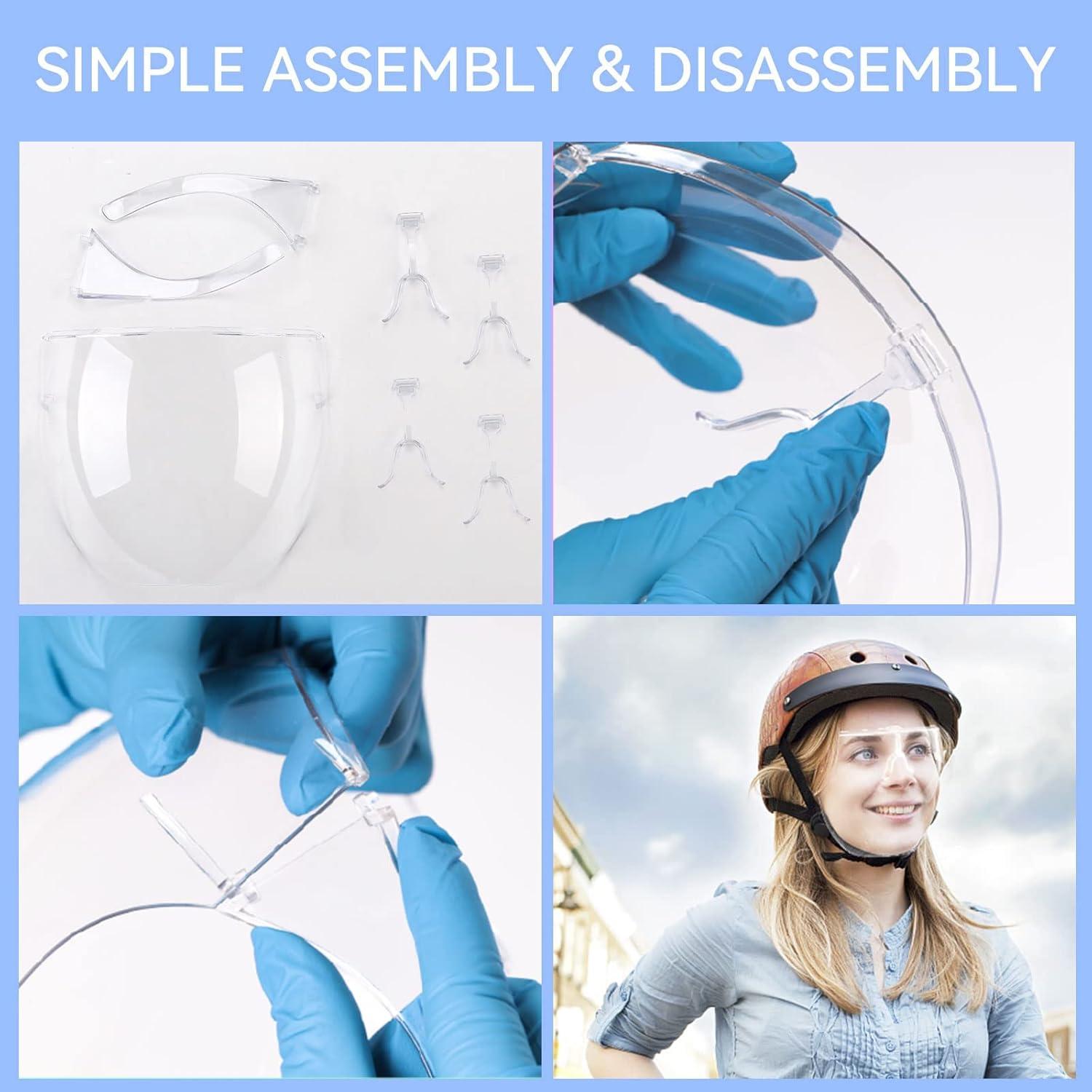 Escudo Facial con Gafas 4 Paquete Anti-Niebla Protección Completa