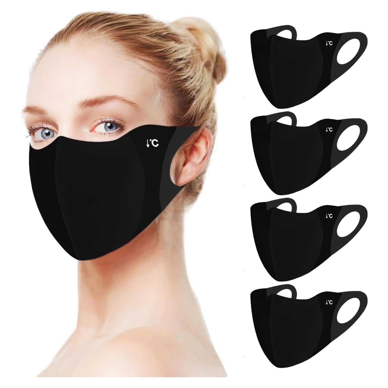 Mascarilla Facial Reutilizable UV 4 Piezas Unisex Negro