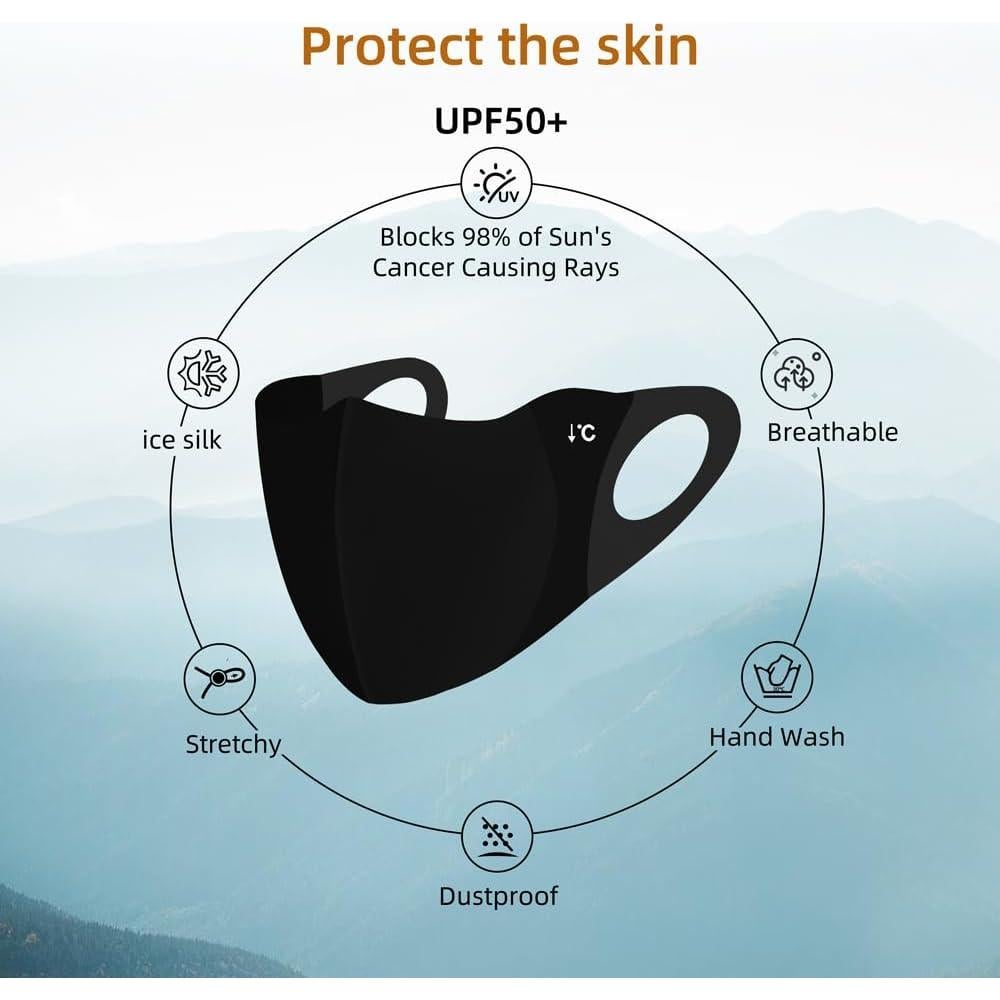 Mascarilla Facial Reutilizable UV 4 Piezas Unisex Negro