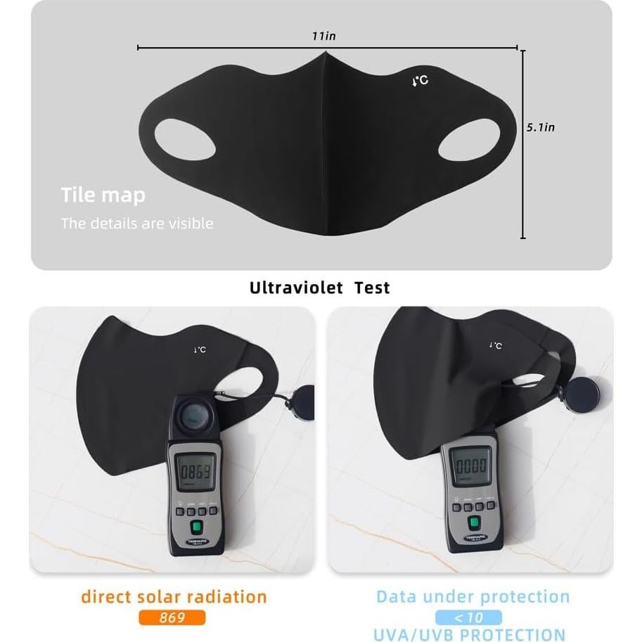 Mascarilla Facial Reutilizable UV 4 Piezas Unisex Negro