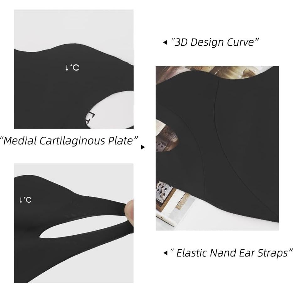 Mascarilla Facial Reutilizable UV 4 Piezas Unisex Negro