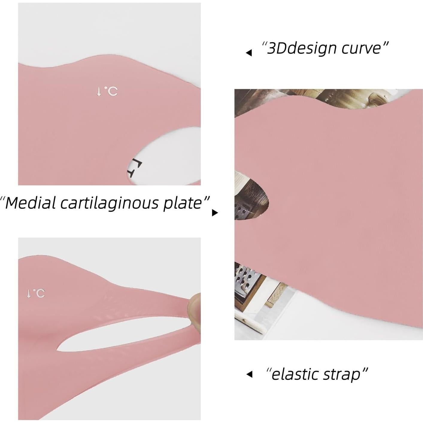 Mascarilla Facial Reutilizable UV 4 Piezas Unisex Rosa