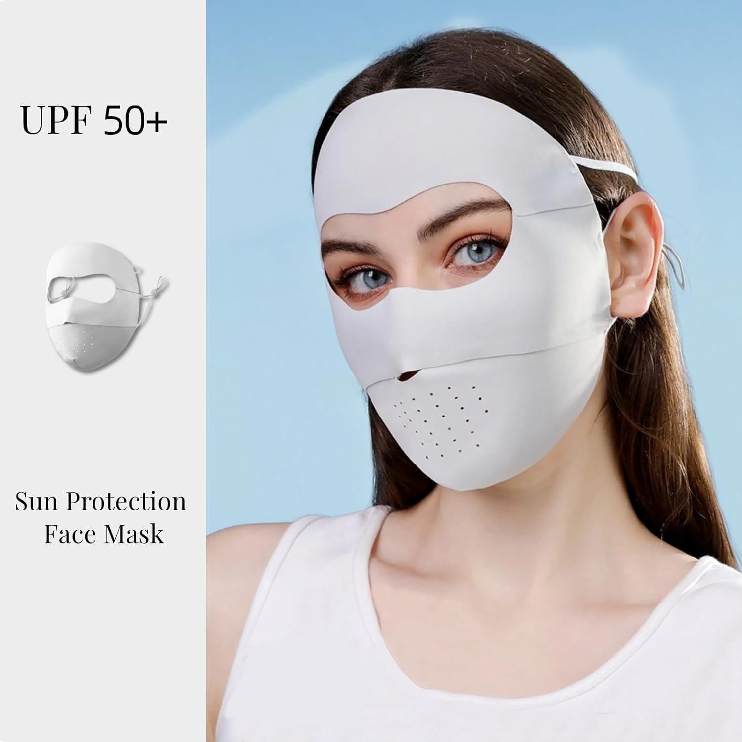 Máscara de Protección Solar Completa UV para Mujeres - Gris Claro
