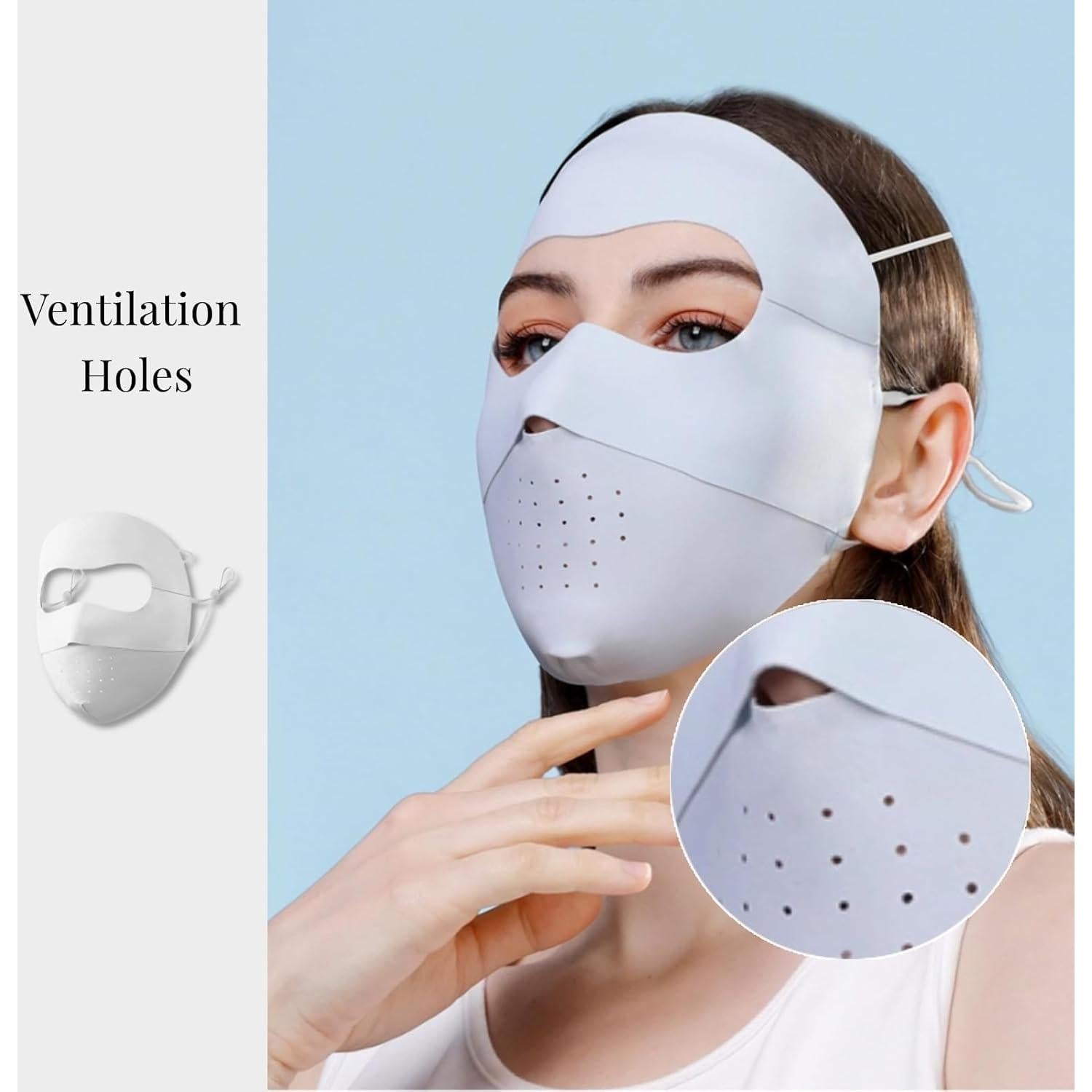 Máscara de Protección Solar Completa UV para Mujeres - Gris Claro