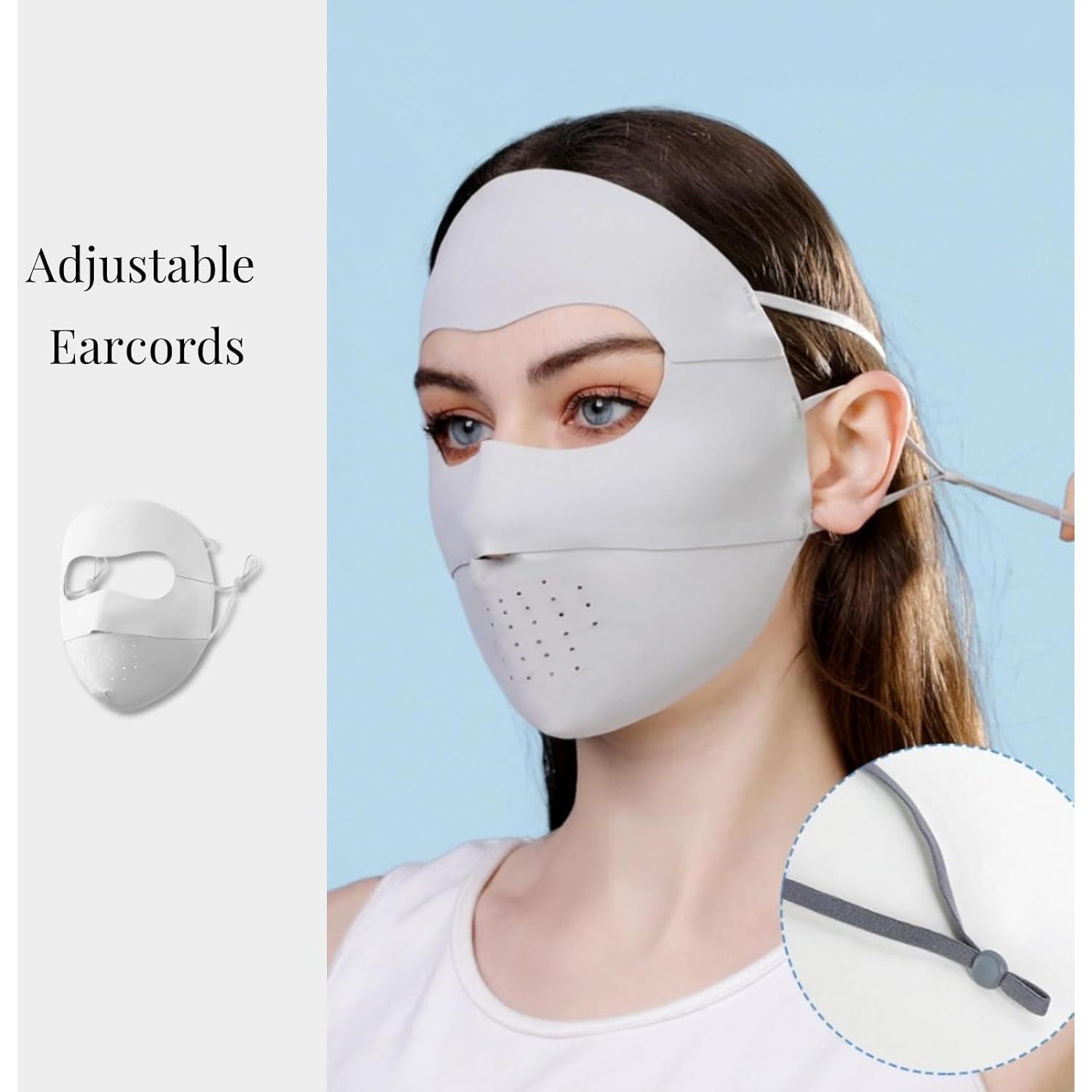 Máscara de Protección Solar Completa UV para Mujeres - Gris Claro