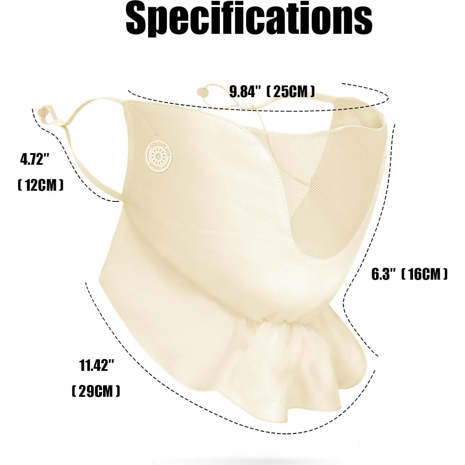 Máscara Facial UPF50+ Beige para Protección Solar Mujeres