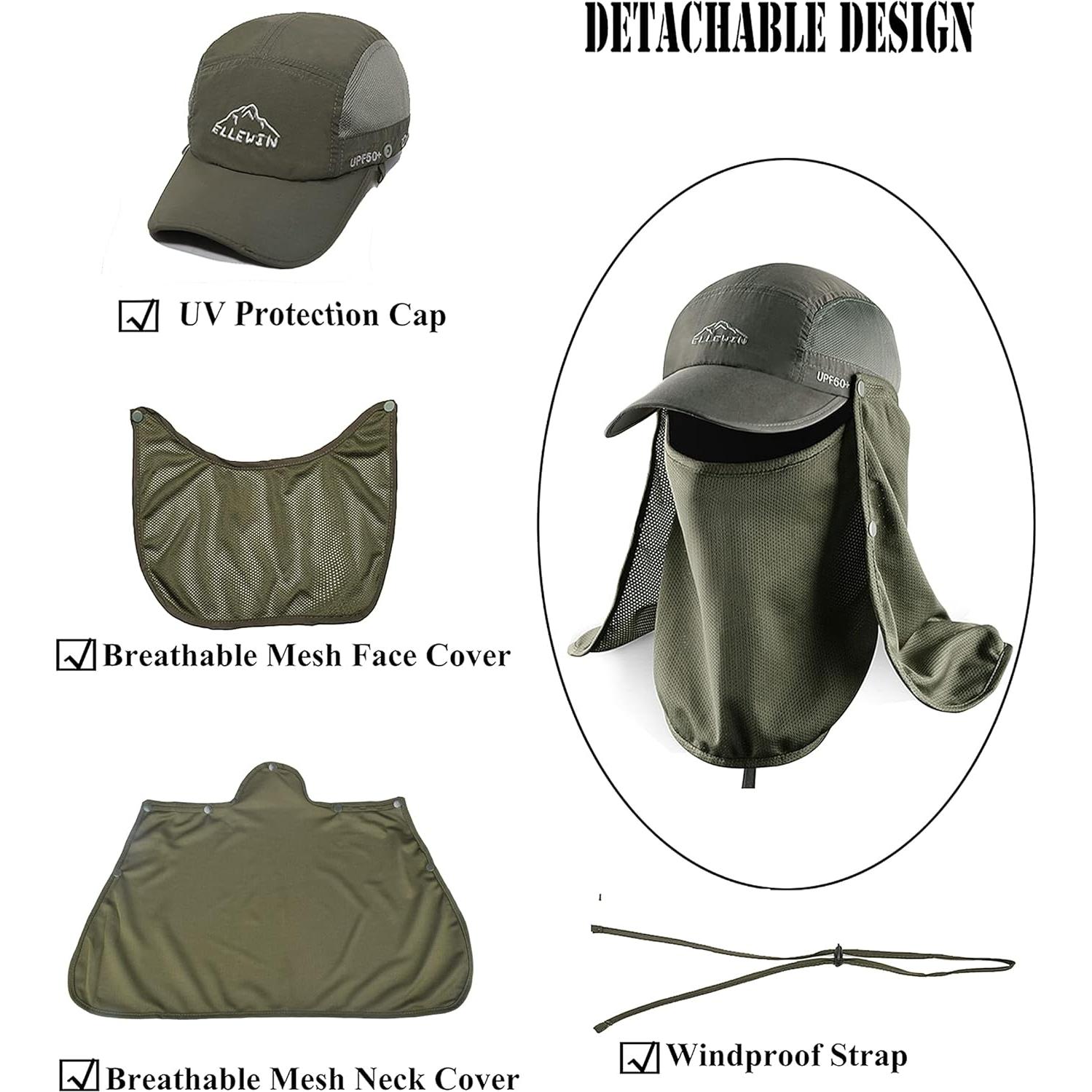 Sombrero de Sol UPF 50+ ELLEWIN para Hombre y Mujer Verde