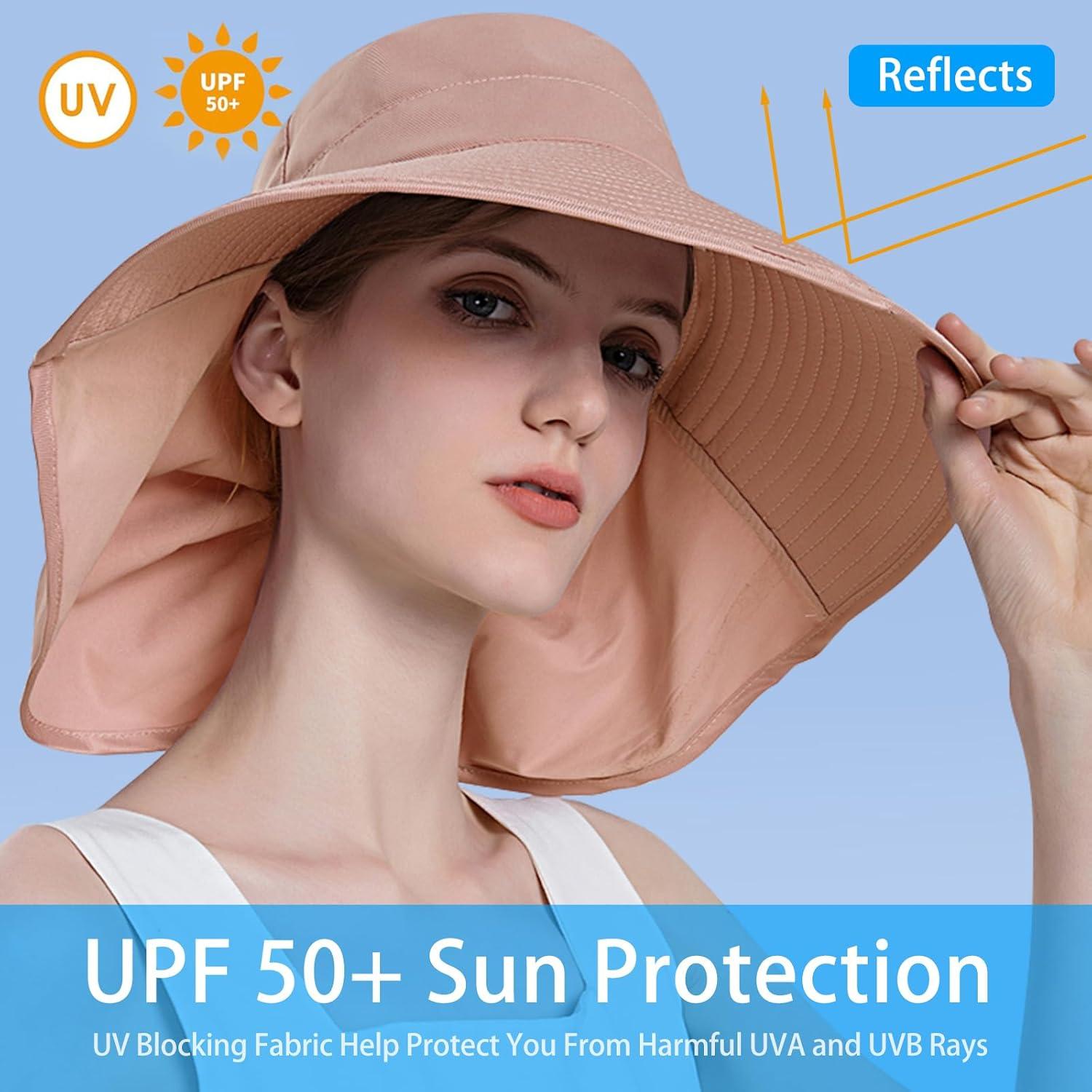 Sombrero de Sol Ruqizhi para Mujeres UPF 50+ Beige Plegable