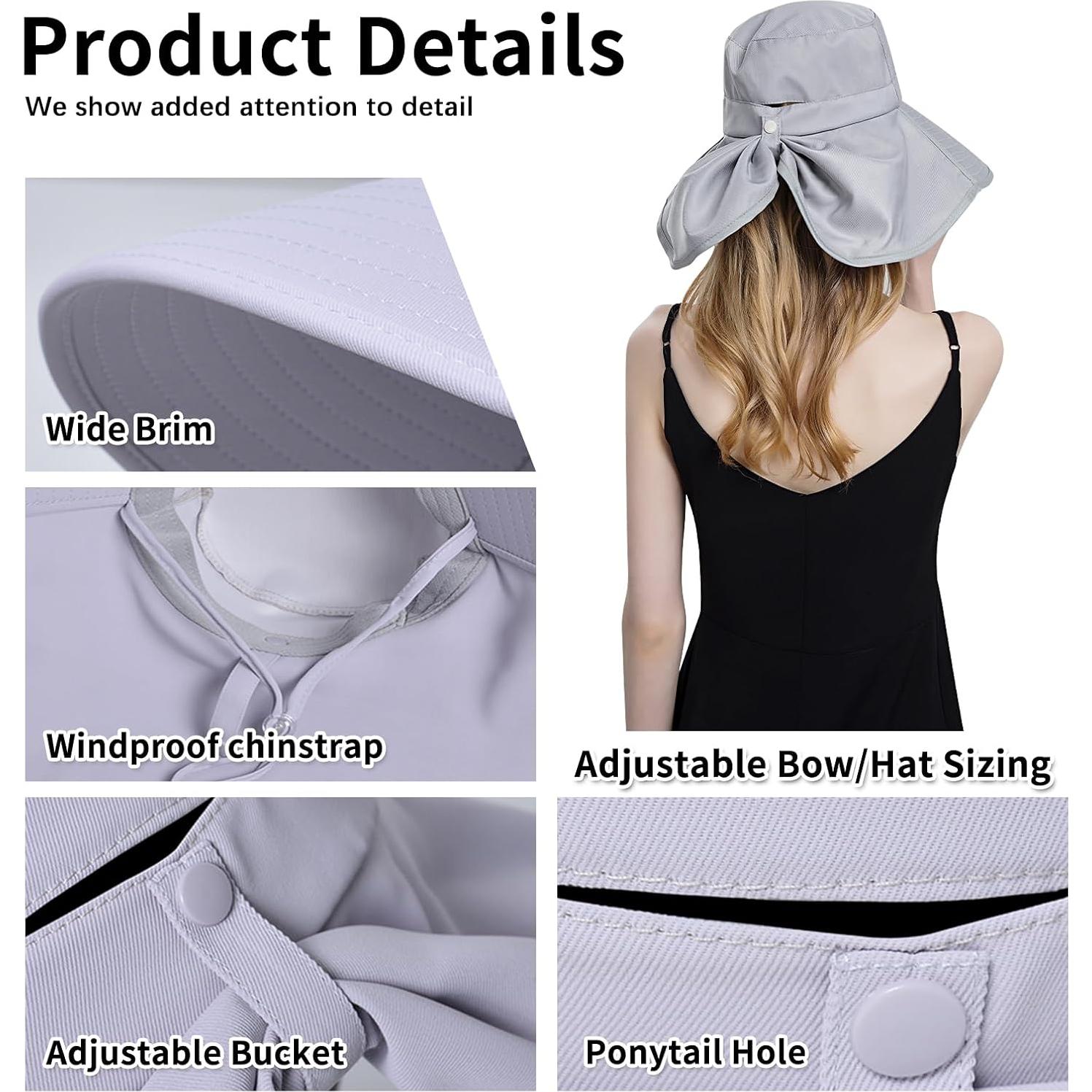 Sombrero de Sol Ruqizhi para Mujeres UPF 50+ Beige Plegable