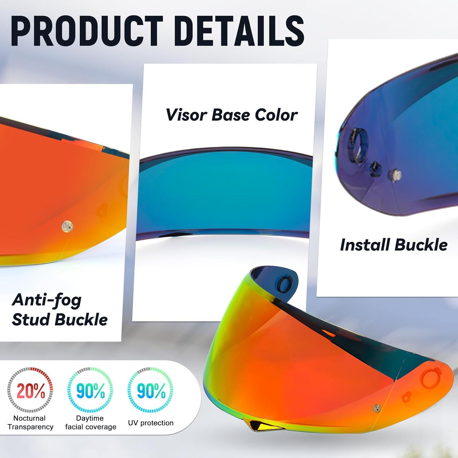 Visera de Casco de Motocicleta XINGWU HJ-34P Tinte C10 Antivaho UV