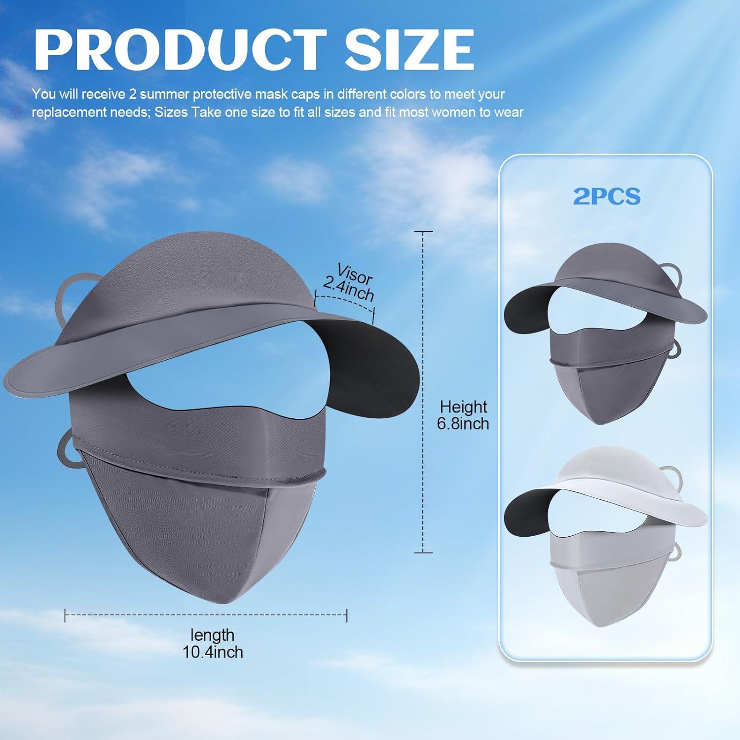 Geyoga 2 Sombreros de Sol con Máscara Facial UV para Verano