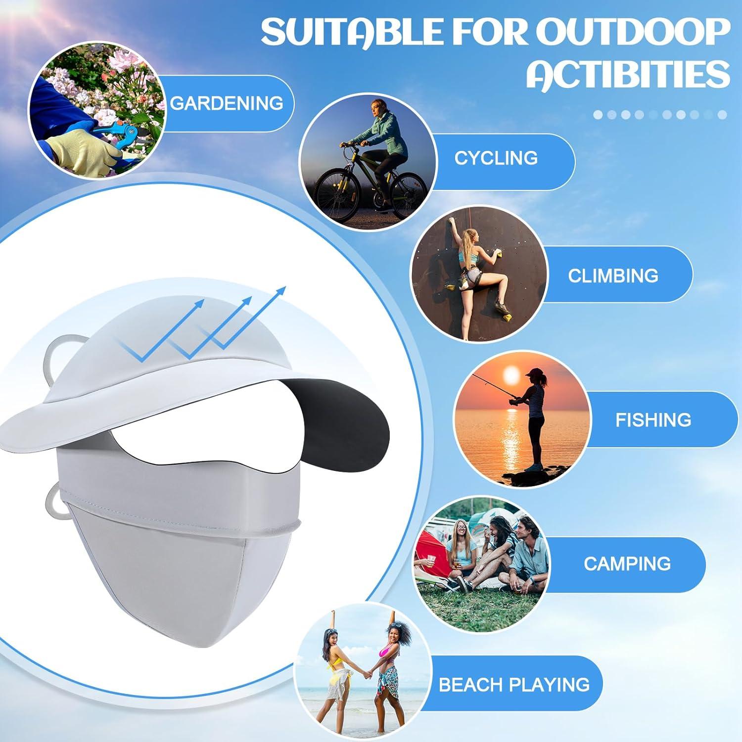 Geyoga 2 Sombreros de Sol con Máscara Facial UV para Verano