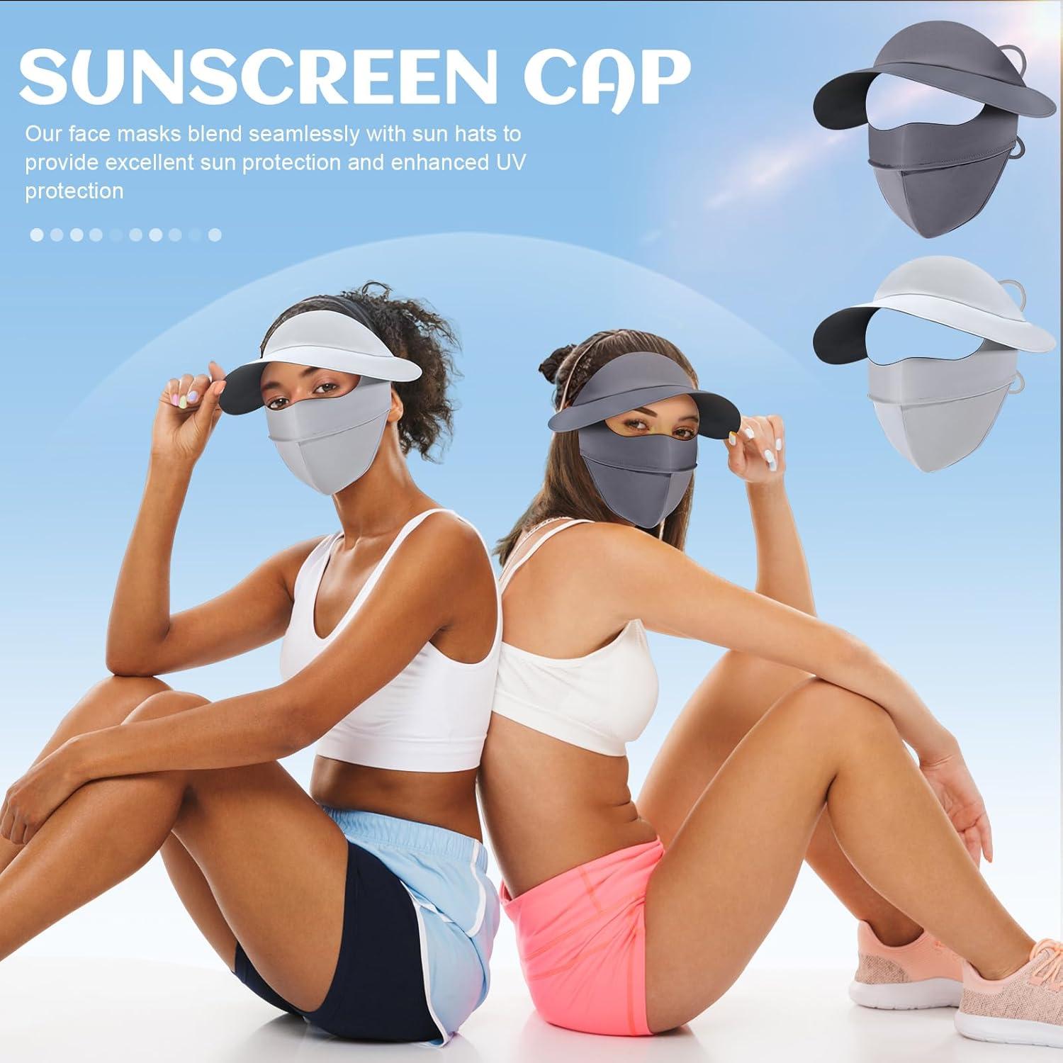 Geyoga 2 Sombreros de Sol con Máscara Facial UV para Verano