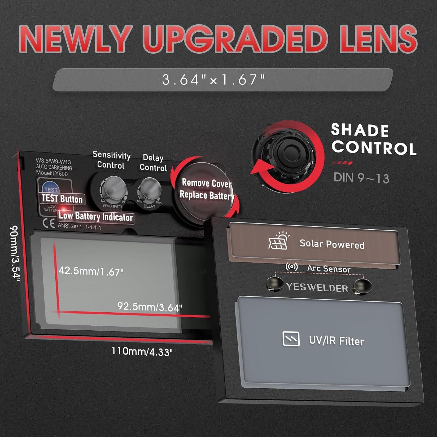 Casco de Soldadura YESWELDER LYG-L600A con Oscurecimiento Automático