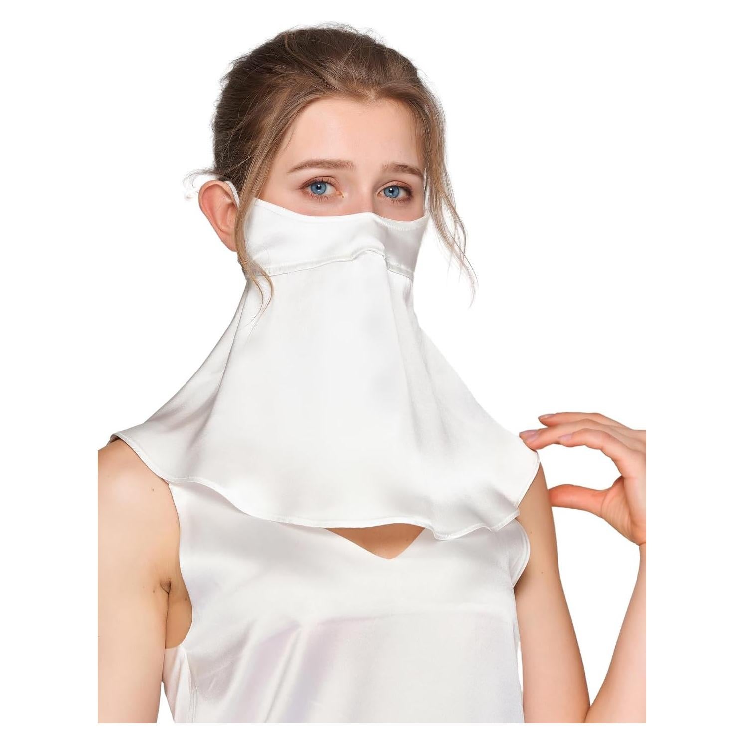 Cubierta Facial de Seda Pura UPF 50+ para Mujeres - Bufanda UV