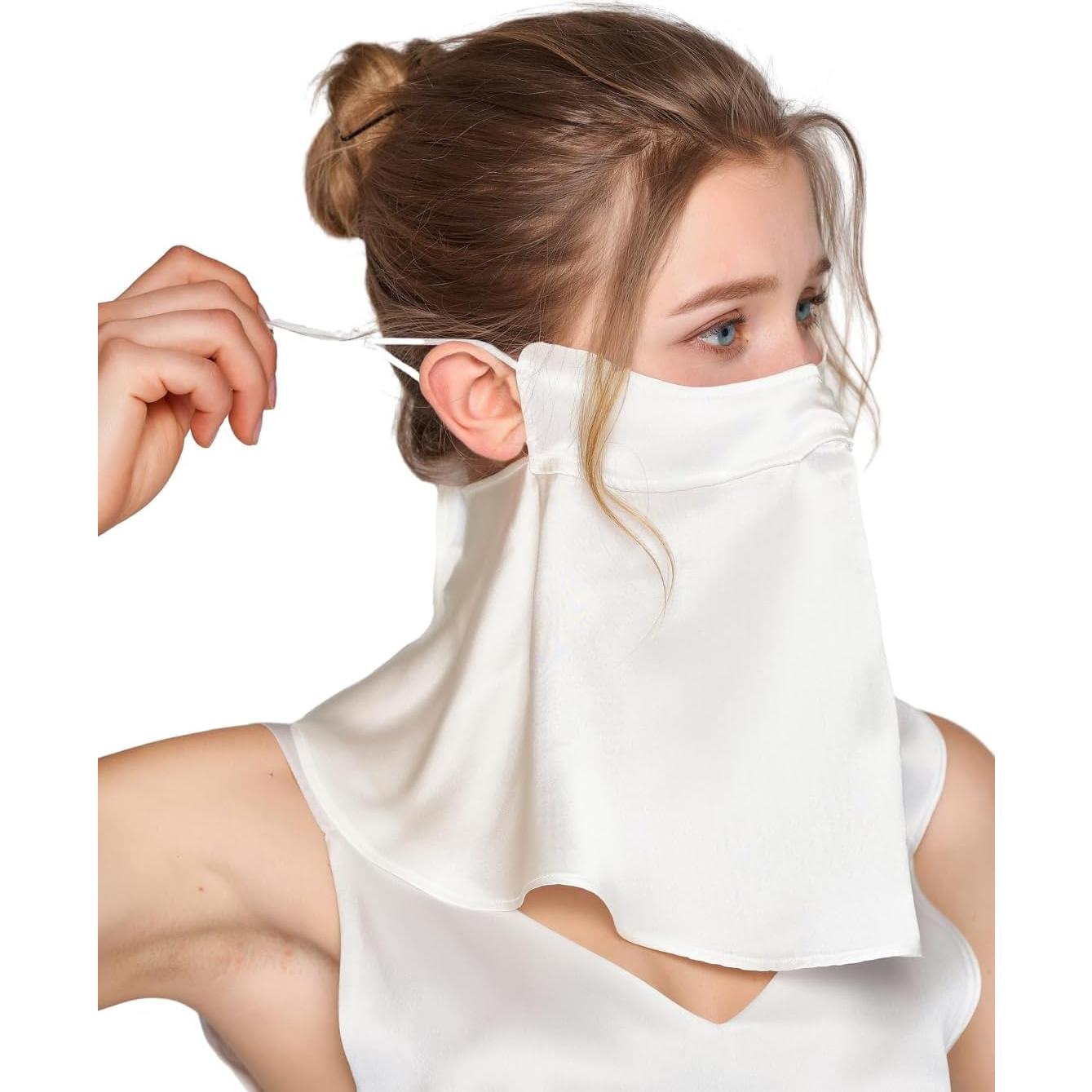 Cubierta Facial de Seda Pura UPF 50+ para Mujeres - Bufanda UV