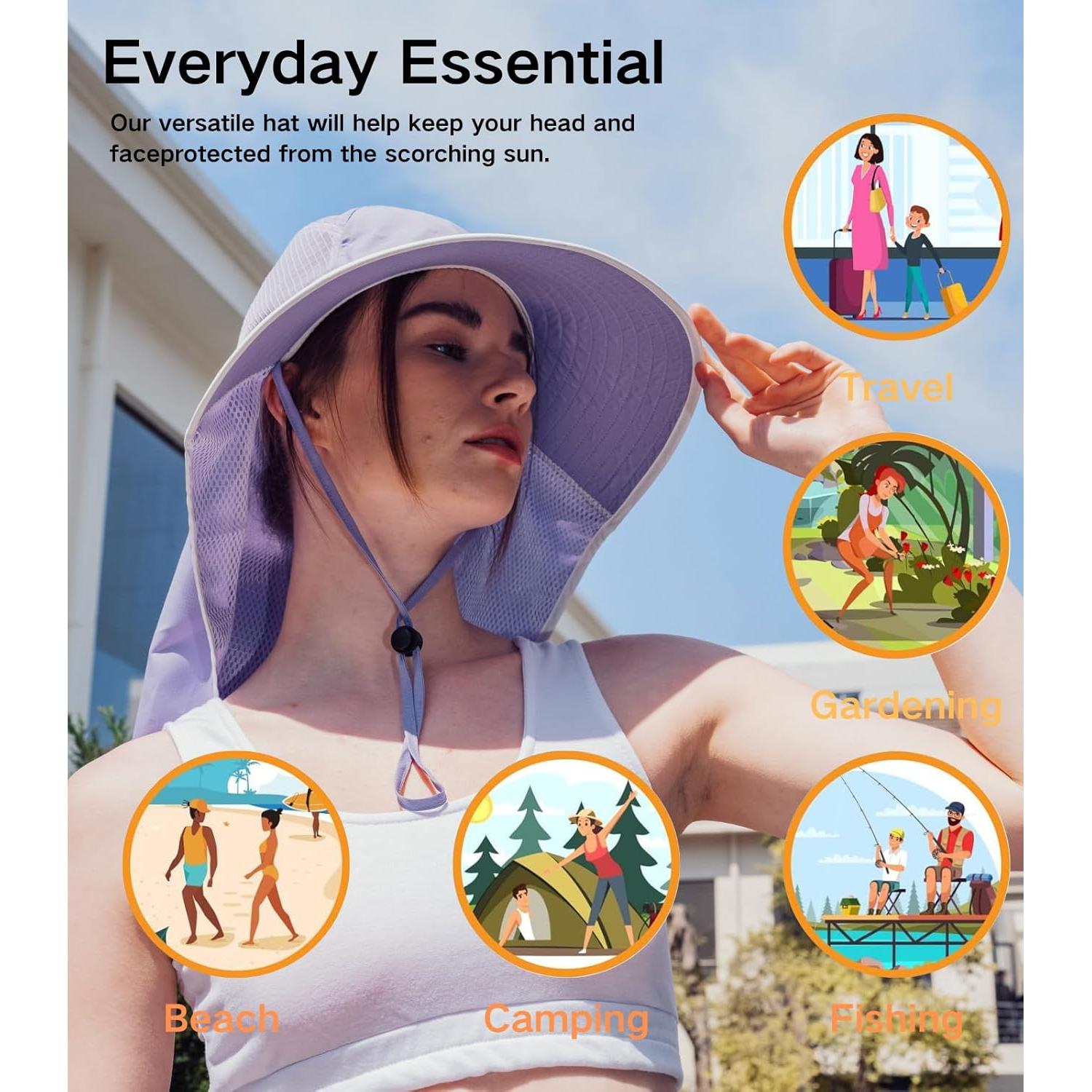 Sombrero de Sol UV para Mujeres - Visera Ancha y Aleta Plegable