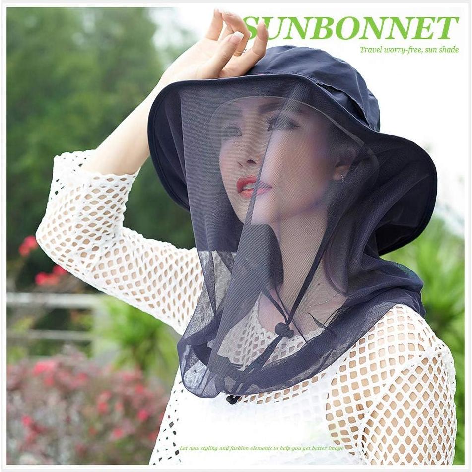 Sombrero Safari Antimosquitos Jackcell Azul Marino UPF 50+