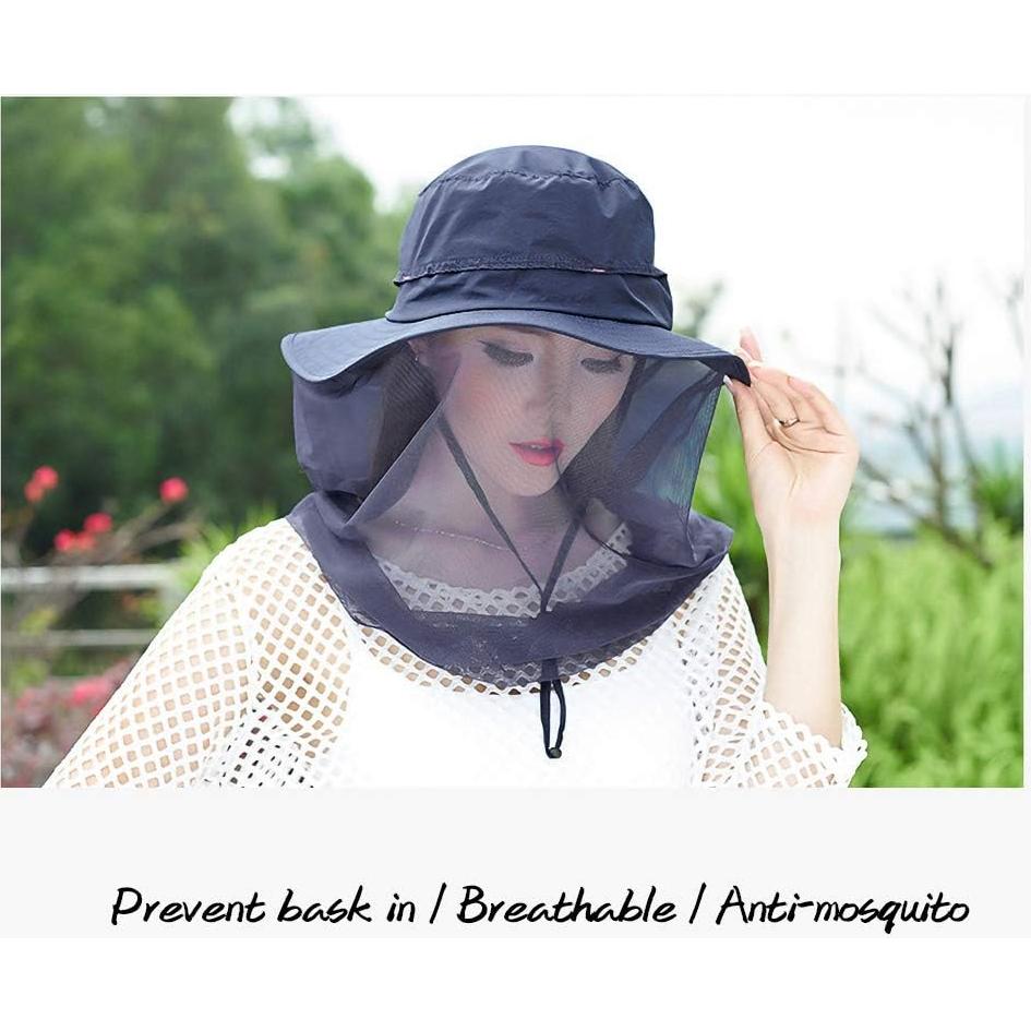 Sombrero Safari Antimosquitos Jackcell Azul Marino UPF 50+