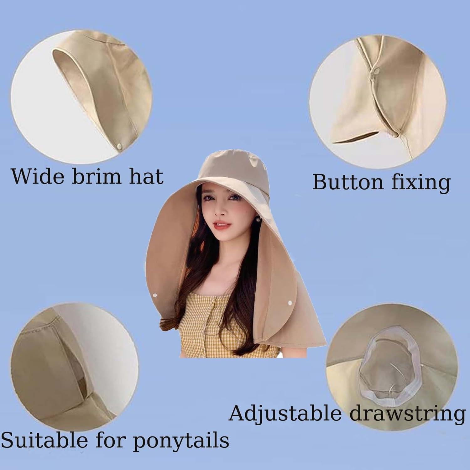 Sombrero de sol para mujer con ala ancha y protección UV