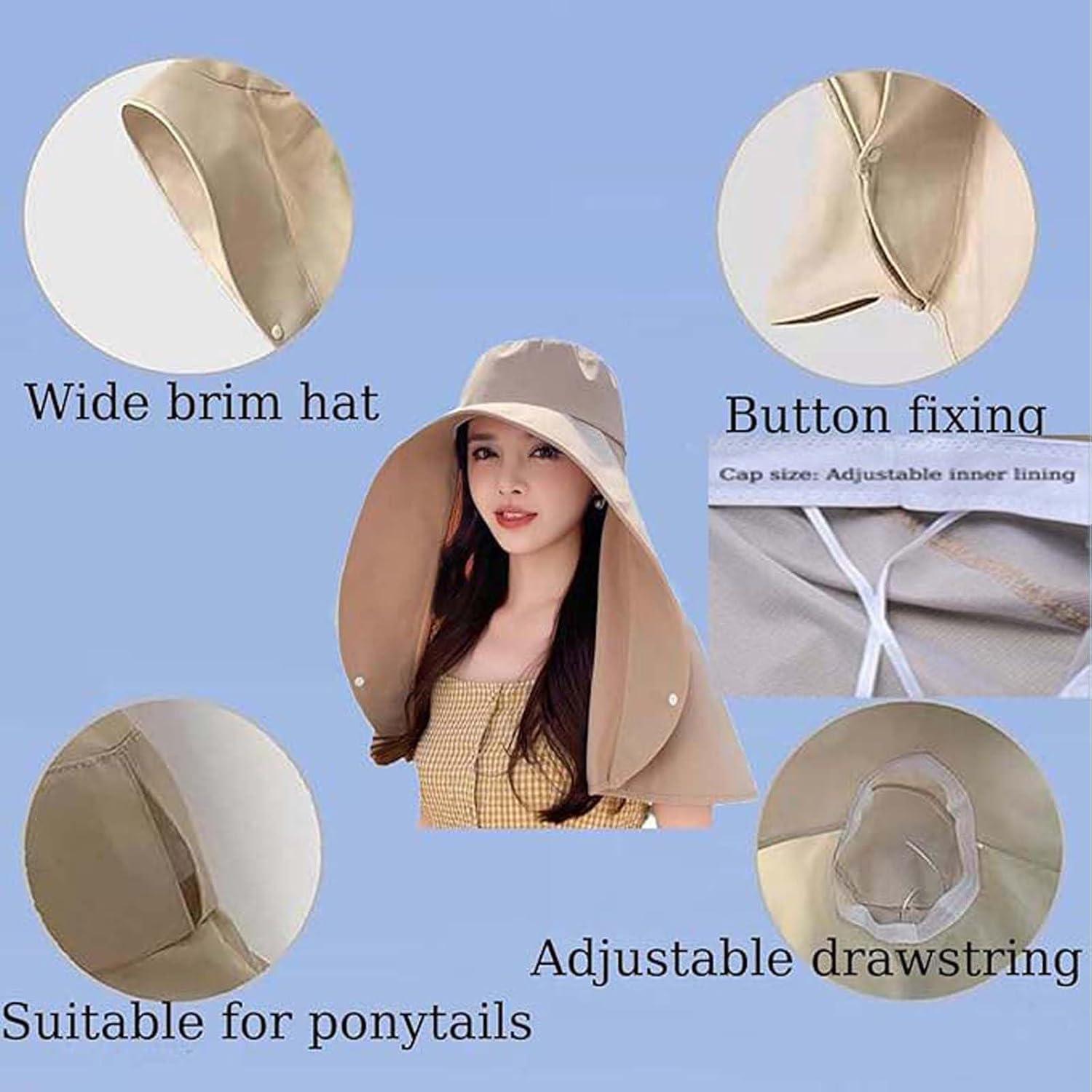 Sombrero de sol para mujer con ala ancha y protección UV