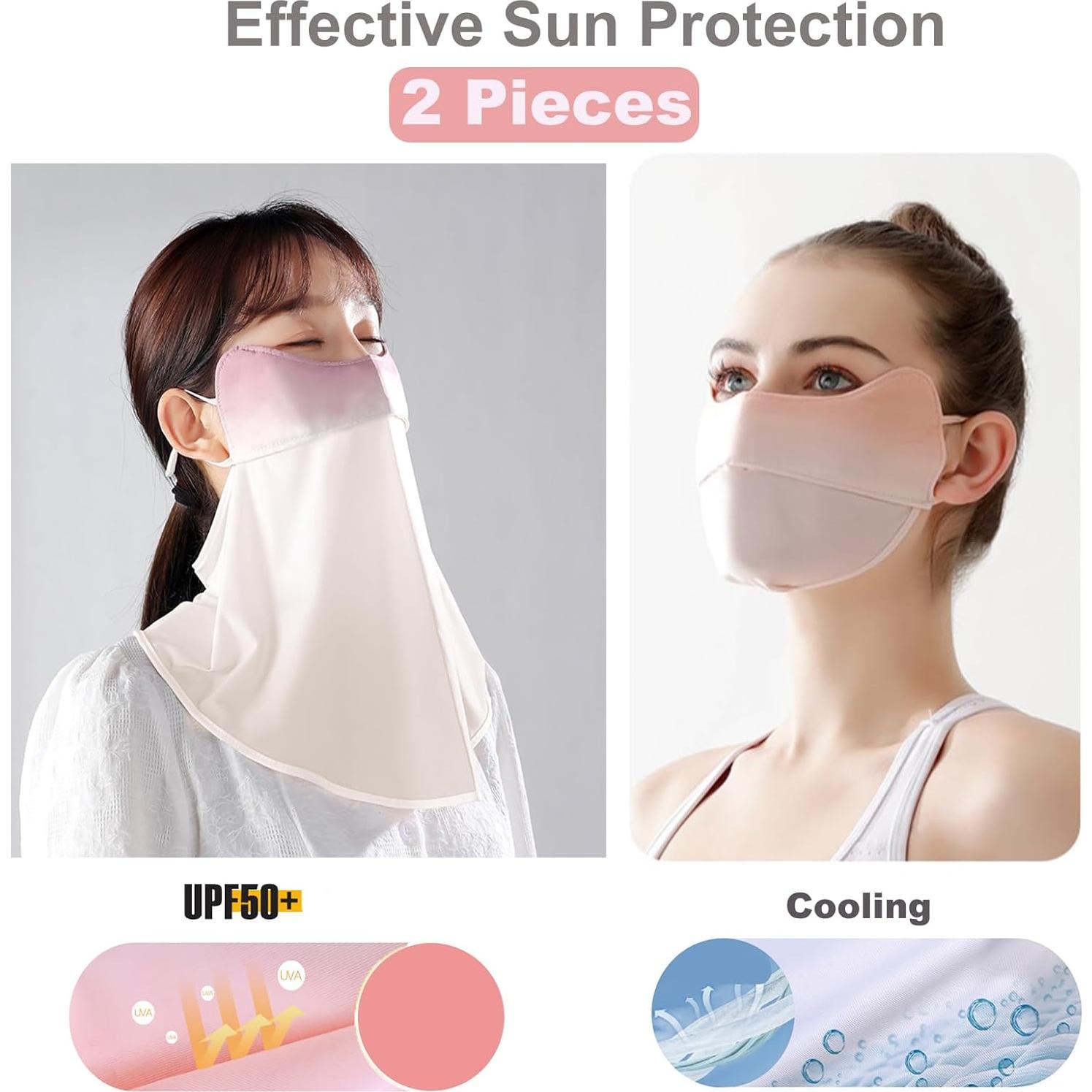 Mascarillas UV YUANST 2Pcs Gaiter Cuello y Facial Rosa