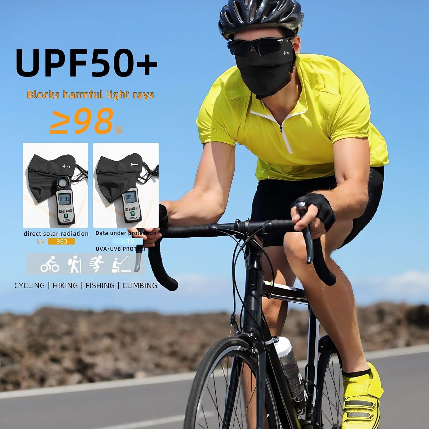 Mascarilla Solar UPF50+ Unisex Negra para Correr y Ciclismo