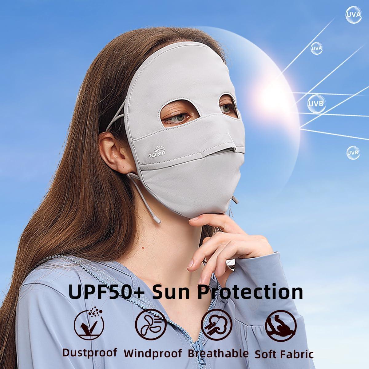 Cubierta Facial Solar UPF 50+ para Mujeres - Transpirable Gris