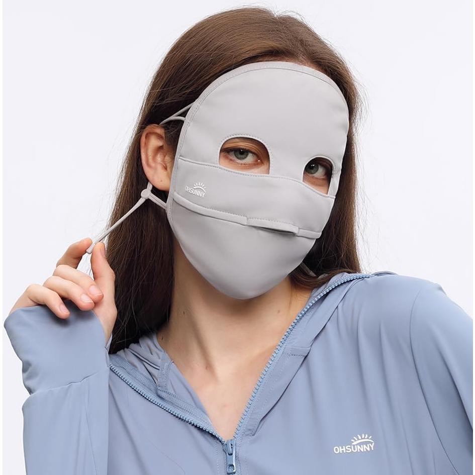 Cubierta Facial Solar UPF 50+ para Mujeres - Transpirable Gris