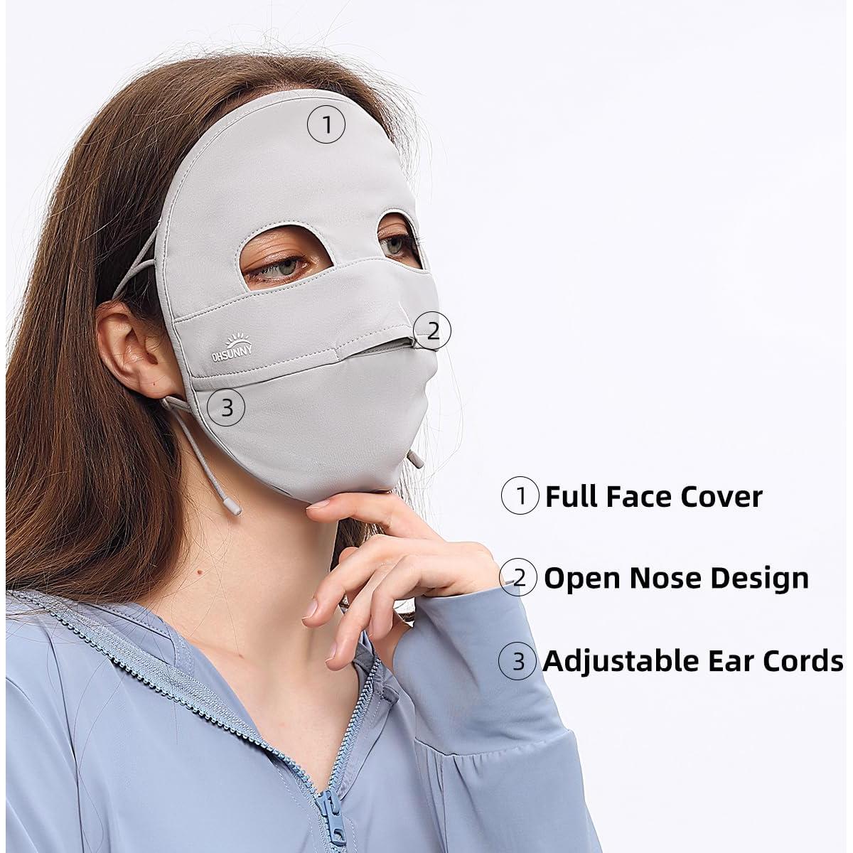 Cubierta Facial Solar UPF 50+ para Mujeres - Transpirable Gris