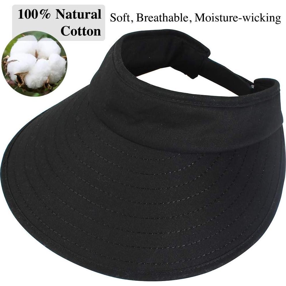 Sombrero Visera Ancha UV 50+ para Mujeres - 2 Piezas Negro