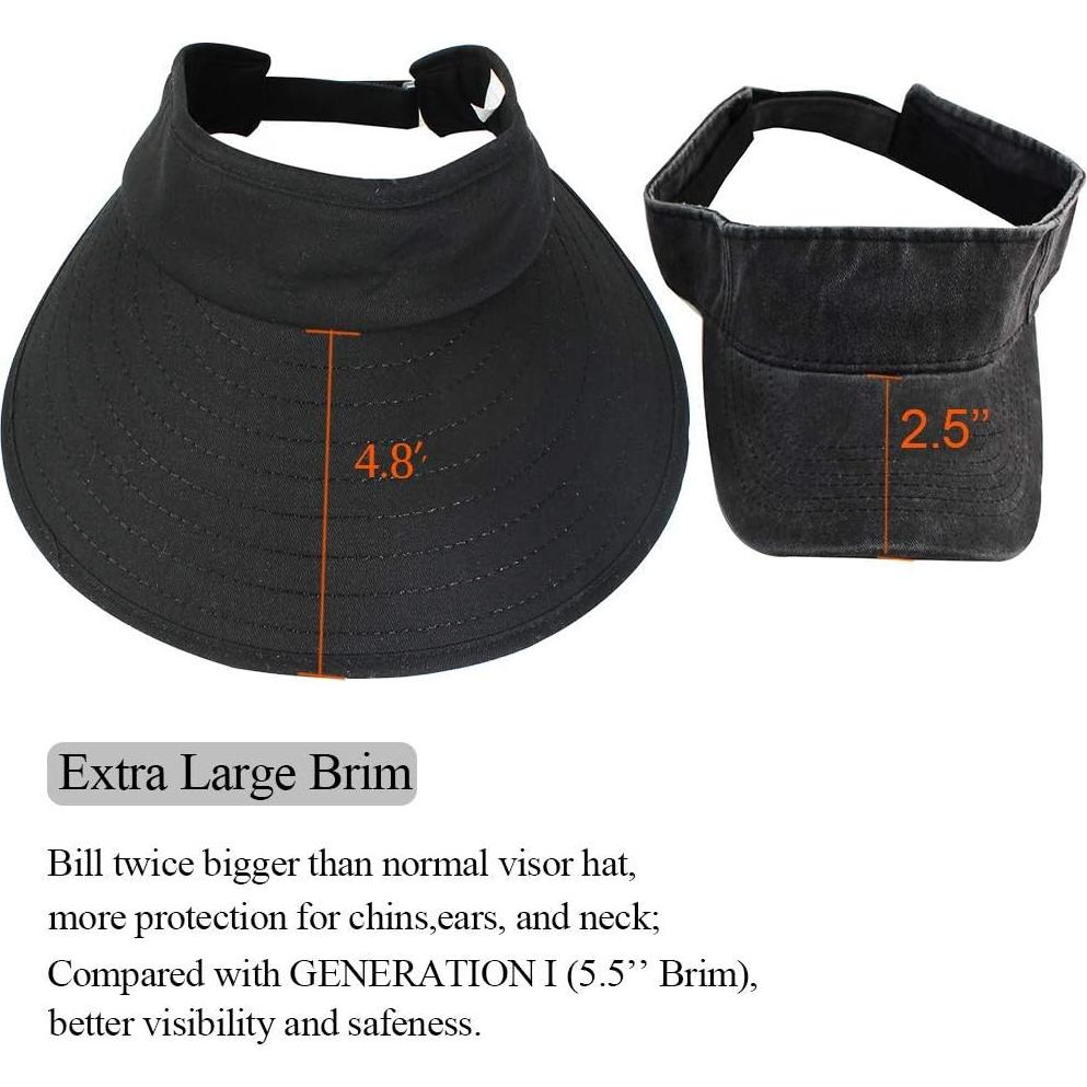 Sombrero Visera Ancha UV 50+ para Mujeres - 2 Piezas Negro