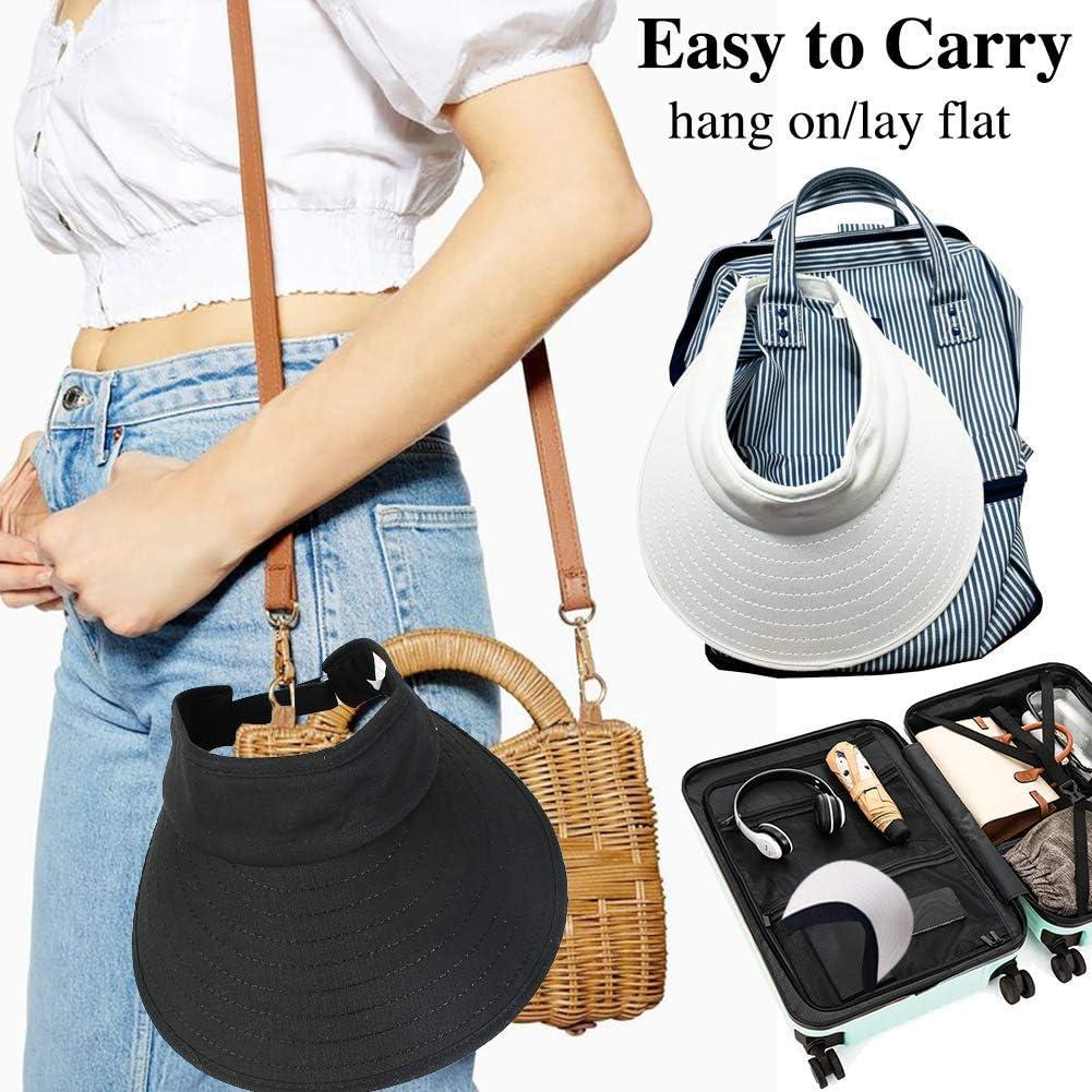 Sombrero Visera Ancha UV 50+ para Mujeres - 2 Piezas Negro