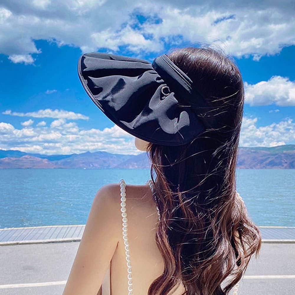 Gorra de Sol Plegable Mujer UV Protección Verano Negra