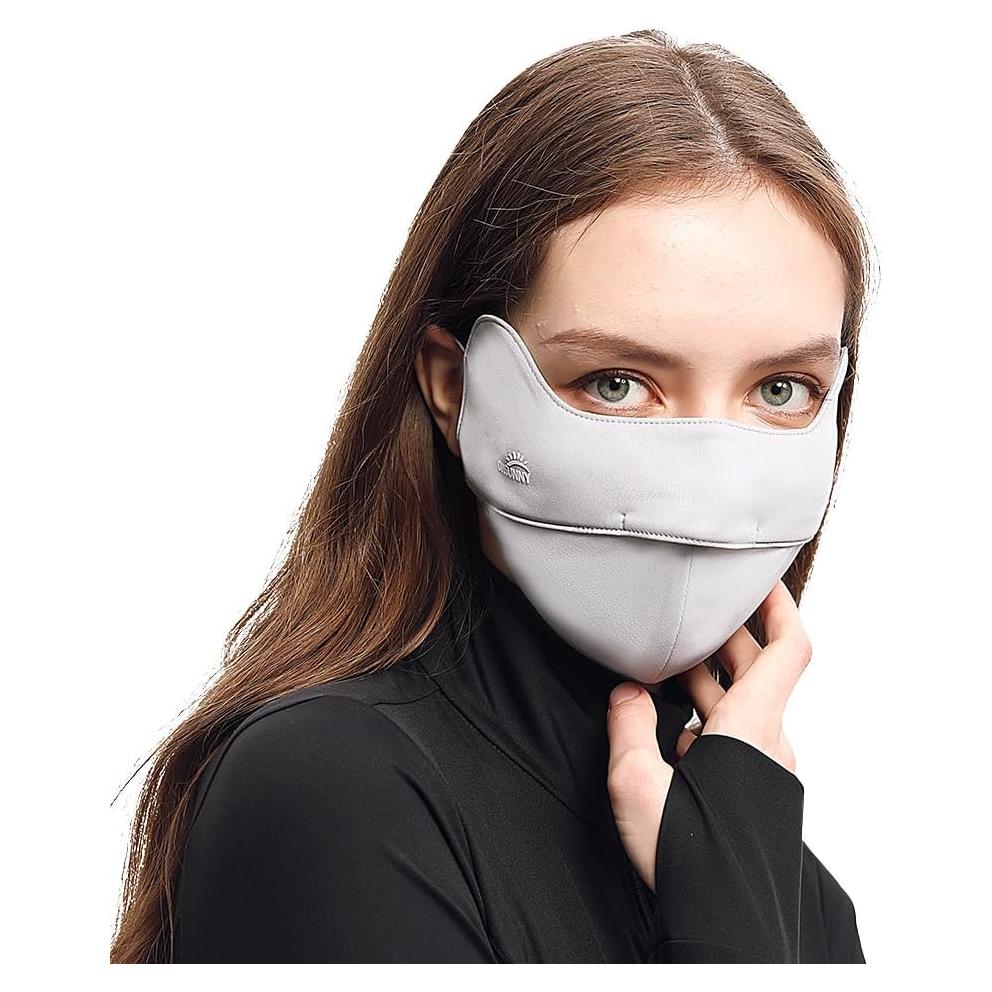 Cubierta Facial Solar UPF 50+ Gris - Máscara Transpirable para Mujeres