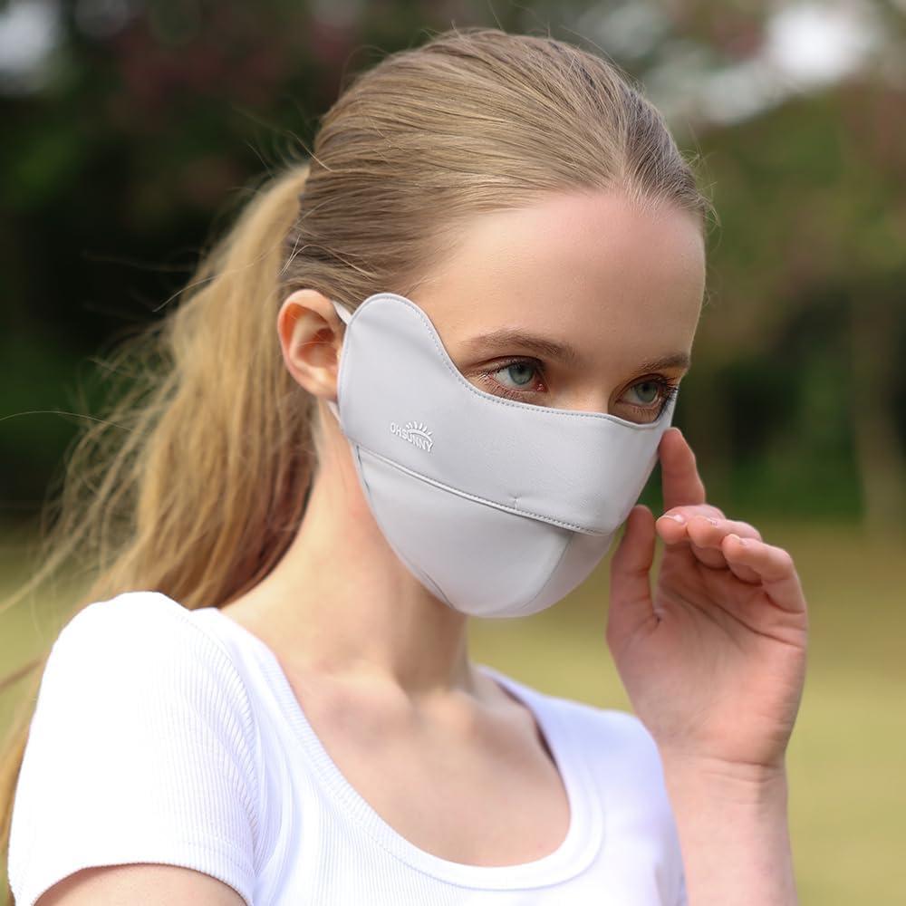 Cubierta Facial Solar UPF 50+ Gris - Máscara Transpirable para Mujeres