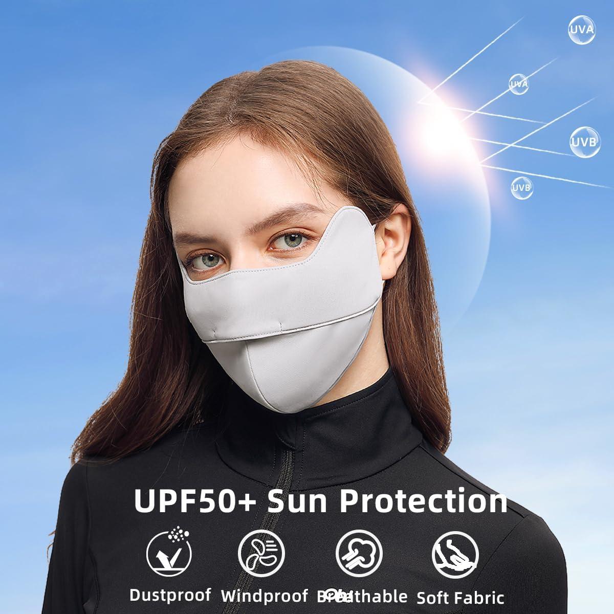Cubierta Facial Solar UPF 50+ Gris - Máscara Transpirable para Mujeres