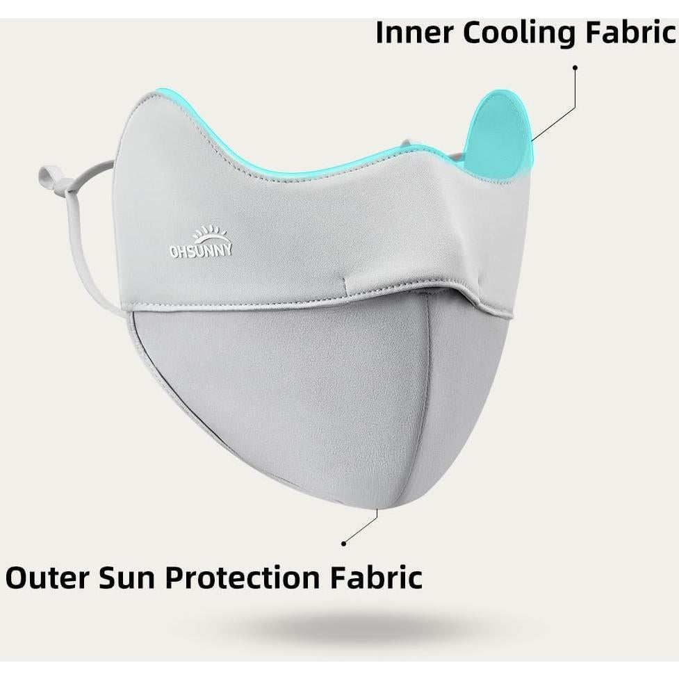 Cubierta Facial Solar UPF 50+ Gris - Máscara Transpirable para Mujeres