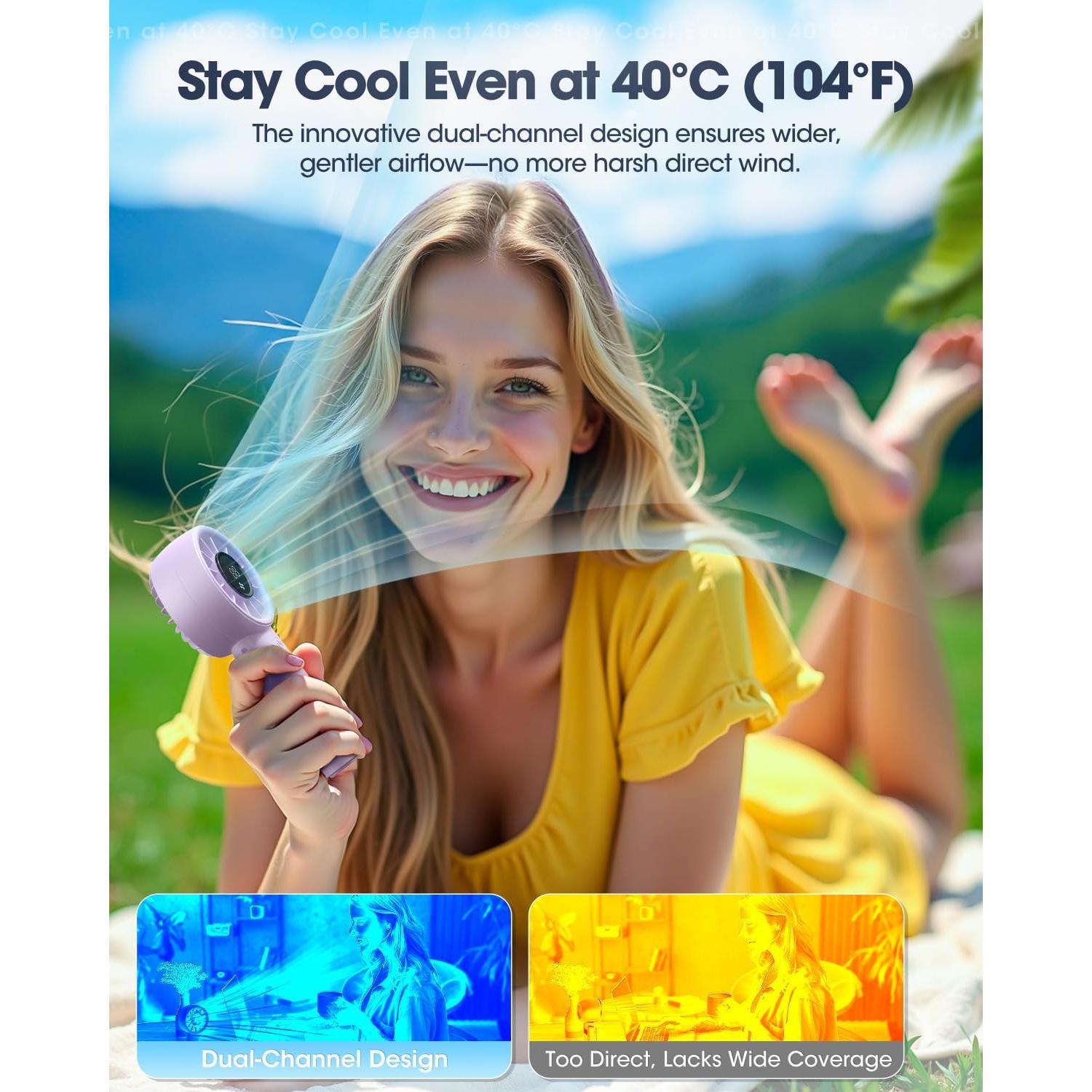 Ventilador Turbo Portátil JINLICTE 5200mAh con Luz Nocturna