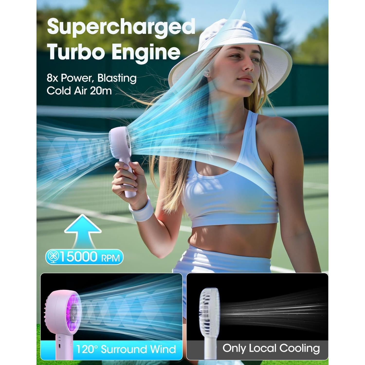 Ventilador Turbo Portátil JINLICTE 5200mAh con Luz Nocturna