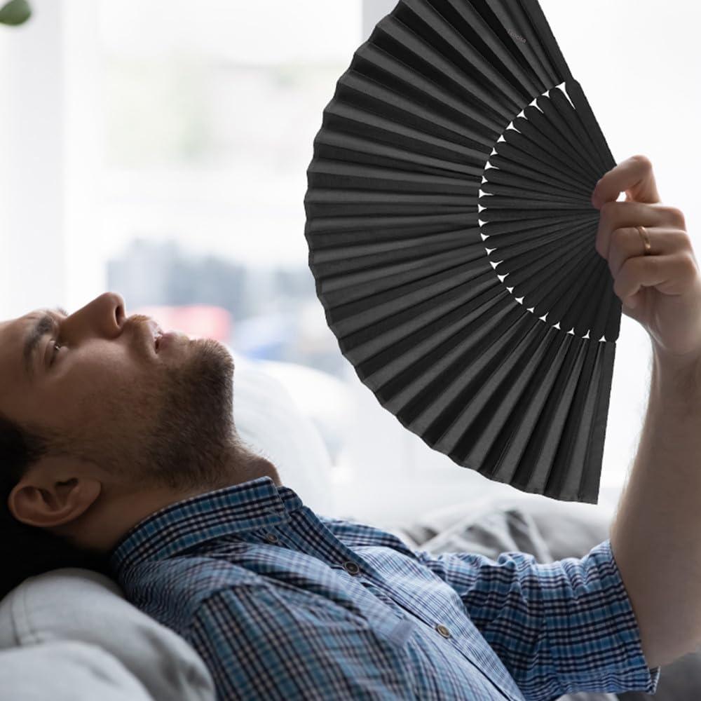 Abanico Plegable de Seda y Bambú Tkocisa Negro 21cm