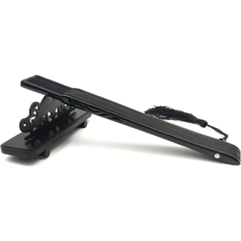 Abanico Plegable de Bambú y Seda Negro Vintage 21cm