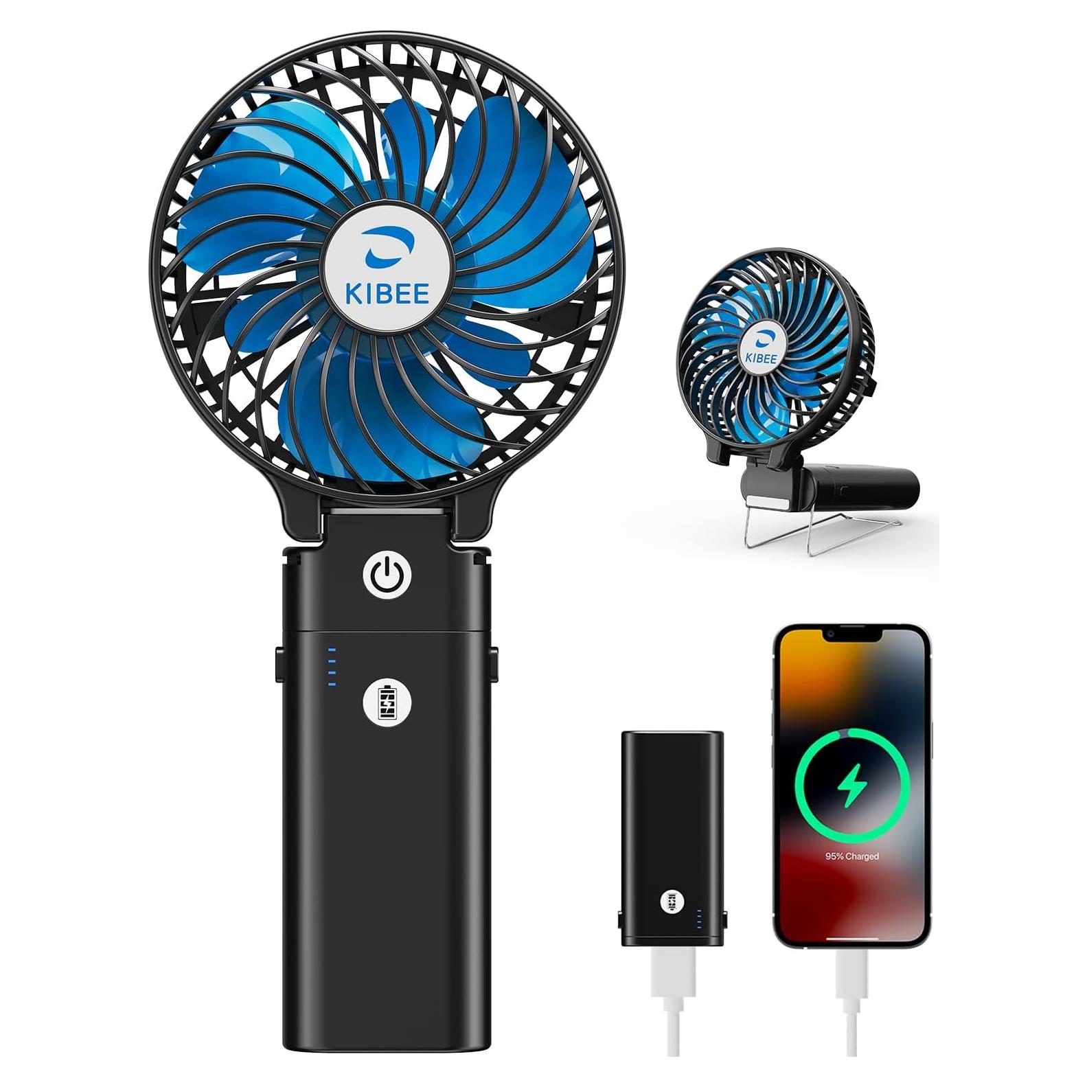 Ventilador Portátil KIBEE KB310 5200mAh USB 3 Velocidades Negro