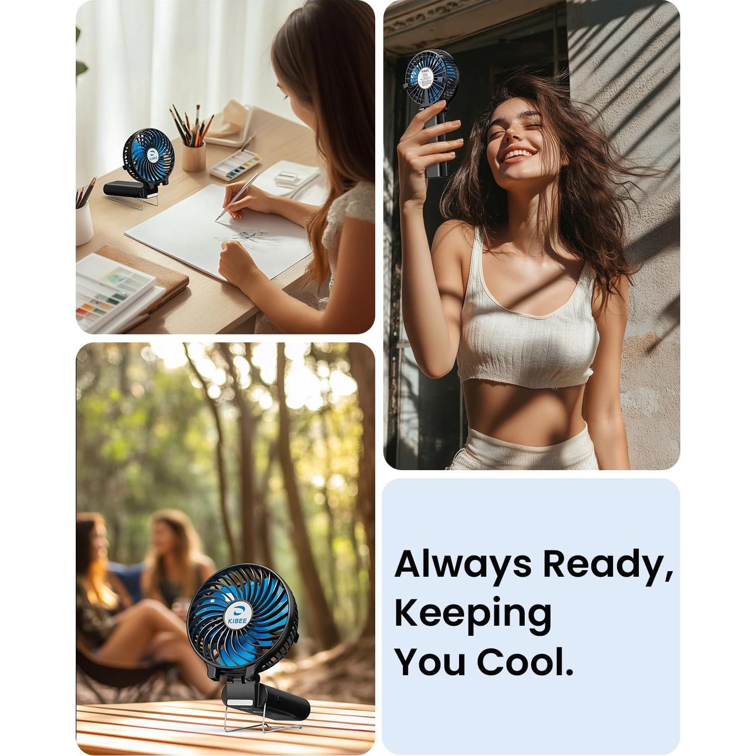 Ventilador Portátil KIBEE KB310 5200mAh USB 3 Velocidades Negro